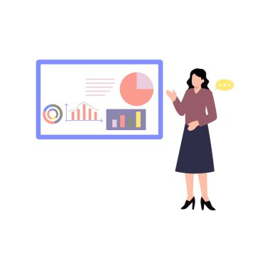 Kız bir grafik sunumu yapıyor..