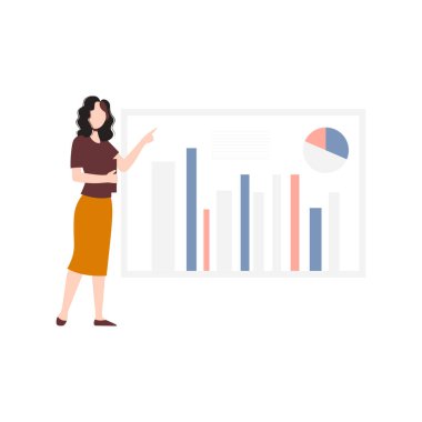 Kız bir grafik sunumu yapıyor..