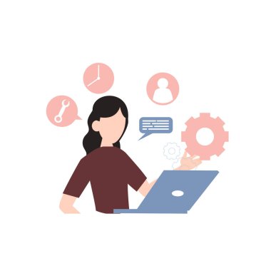 Kız bilgisayarda sohbet ediyor..