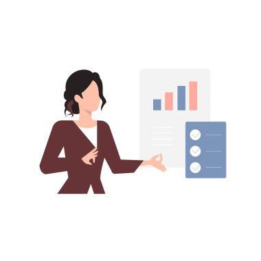 Kız bir grafik raporu üzerinde çalışıyor..