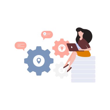 Kız laptopuyla çalışıyor..