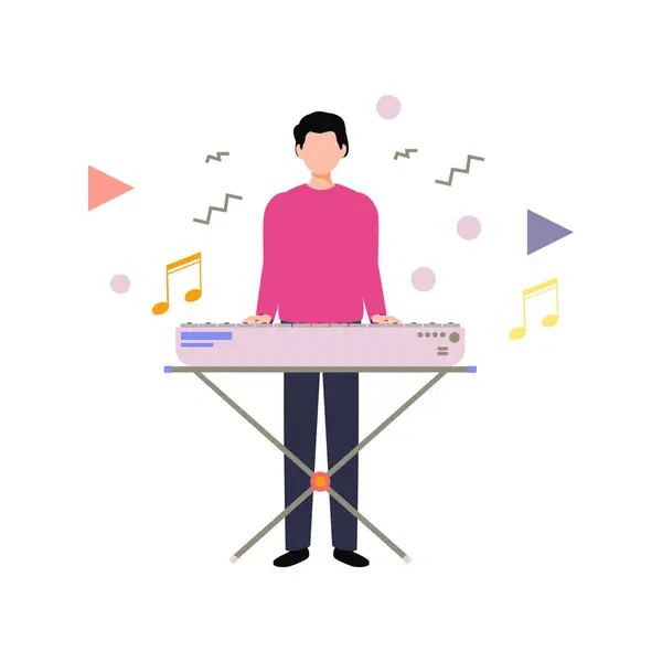 Garçon Joue Piano — Image vectorielle