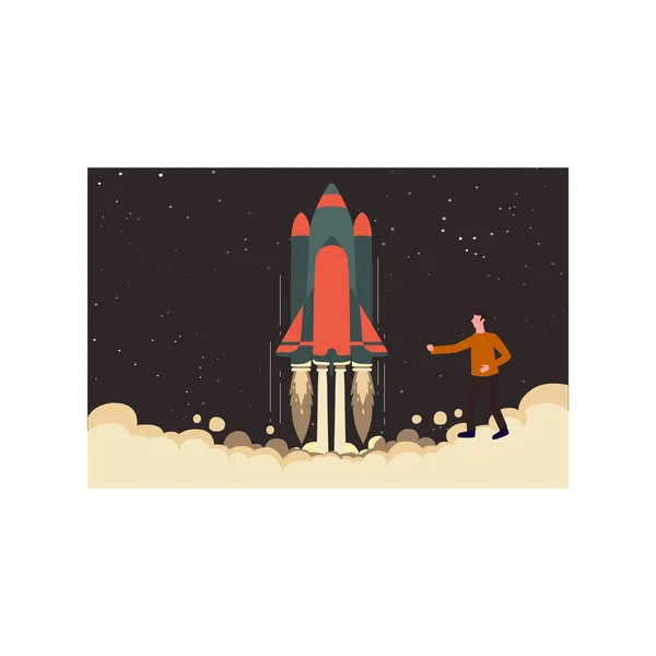 Rocket Launched Space — Stock Vector