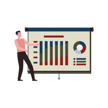 Çocuk panoda bir sunum yapıyor..