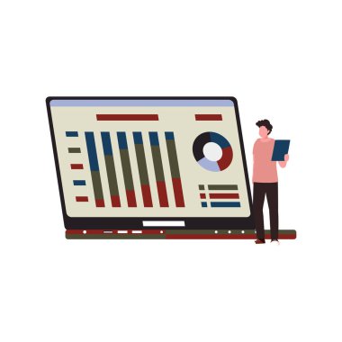 Bir çocuk çizelge üzerinde çalışıyor..