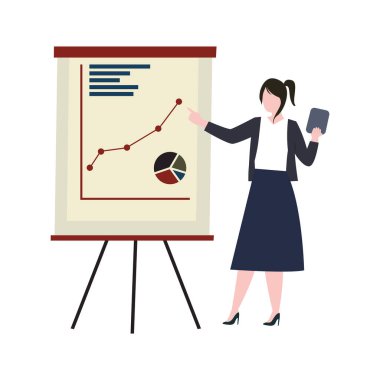 Grafik analizlerine bakan kız.