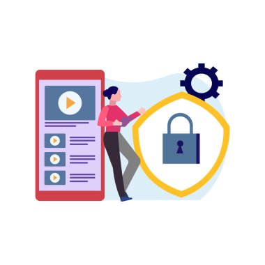 The girl is watching the video.