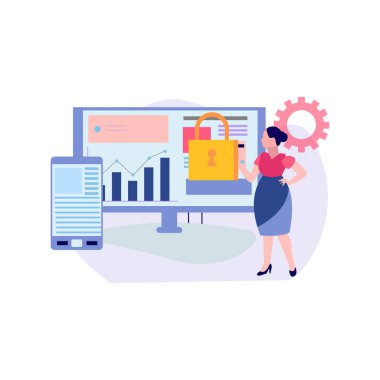 Kız grafik kilidine bakıyor..