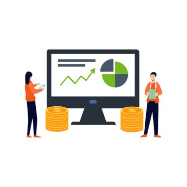 Erkek ve kız iş haritası üzerinde çalışıyorlar..