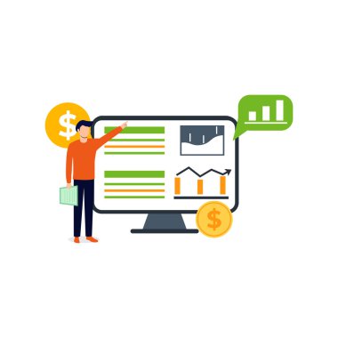 Finans grafiği gösteren çocuk.