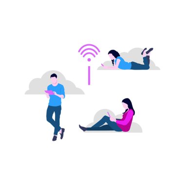 İnsanlar Wi-Fi kullanıyor..