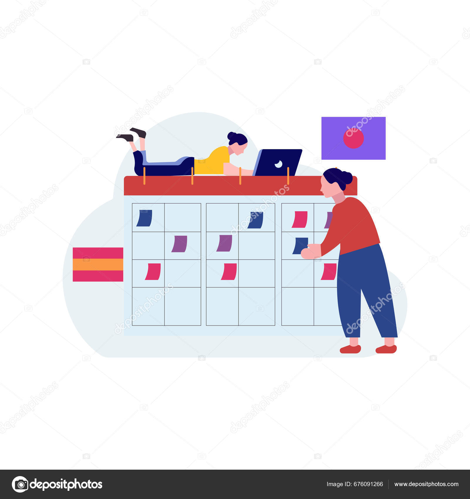 Girl Making Schedule Stock Vector by ©flaticondesign 676091266