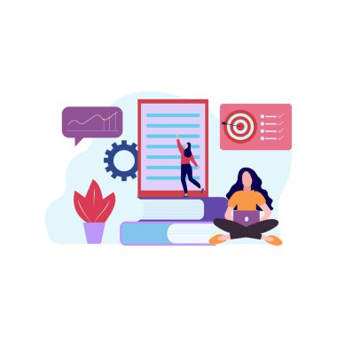 Kız dizüstü bilgisayar kullanıyor..