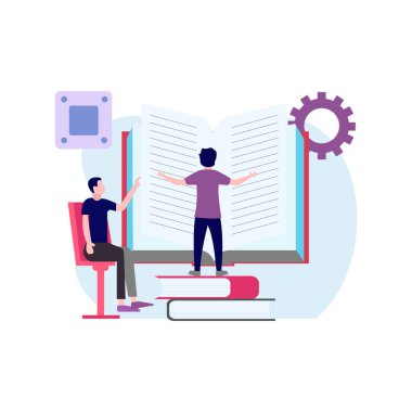 Çocuk bir kitap okuyor.