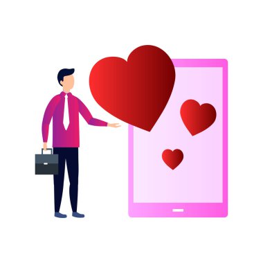 Oğlan telefona bakıyor.