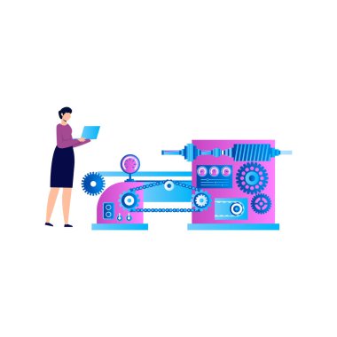 Kız otomasyon üretiminde çalışıyor..