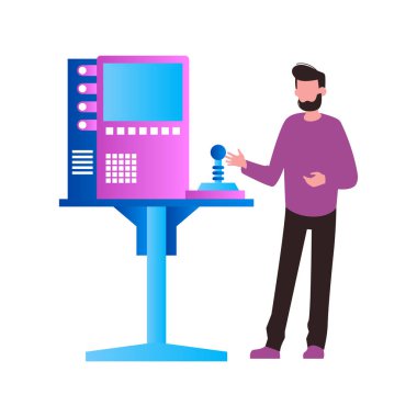 Çocuğun elinde makine çubuğu var..