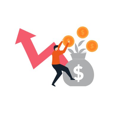 The boy is looking at the dollar graph.