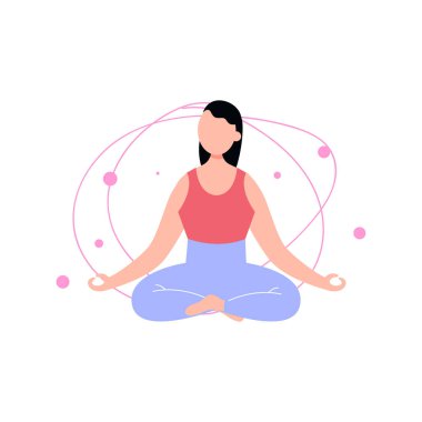 Kız rahatlamak için yoga yapıyor..