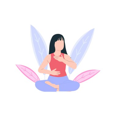 Kız rahatlamak için meditasyon yapıyor..