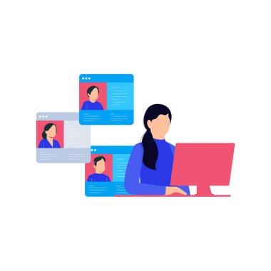 Kız monitörde çalışıyor..