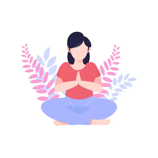 Girl Meditating — Stock Vector