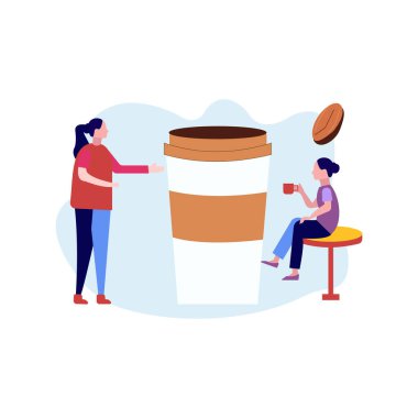 Kız kahve içiyor..