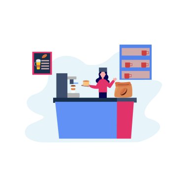 Garson elinde bir fincan kahve tutuyor..