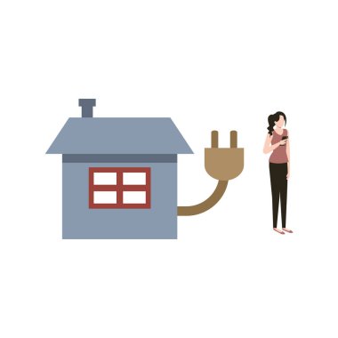 Kız Eco House 'un yanında duruyor..