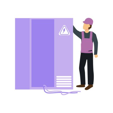 Bir elektrikçi bakım yapıyor..