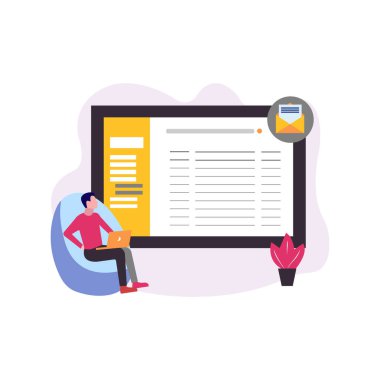 Çocuk dizüstü bilgisayarda çalışıyor..