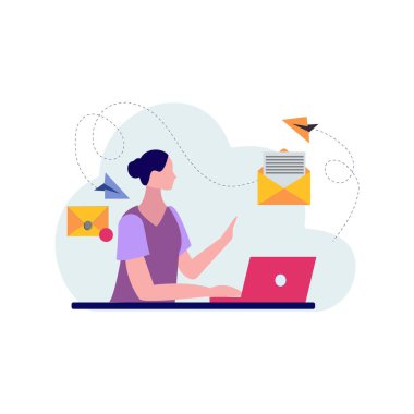 Kız dizüstü bilgisayarda çalışıyor.