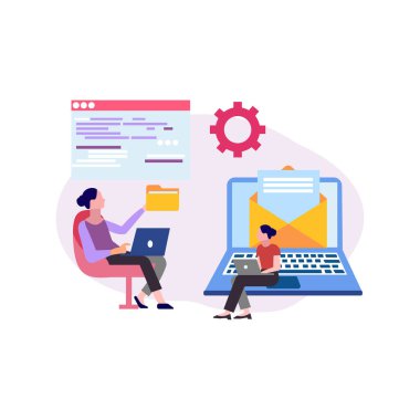 Kızlar dizüstü bilgisayar kullanıyor..