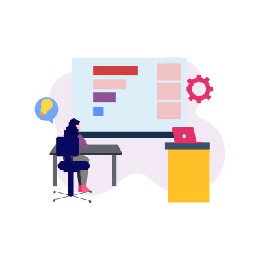 Kız çalışıyor..