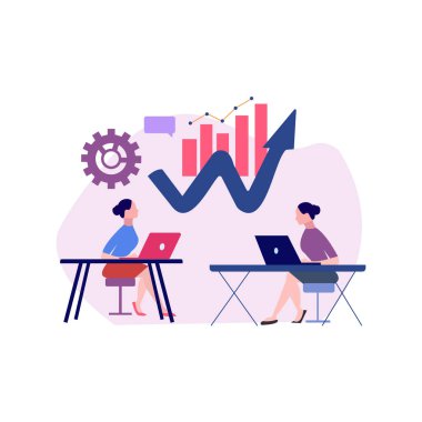 Kızlar grafik analizi üzerinde çalışıyorlar..