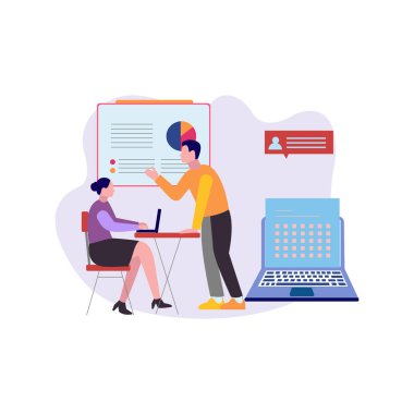 Oğlan iş yerindeki kızla konuşuyor..