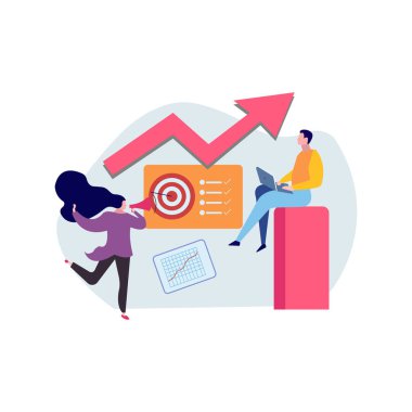 Erkek ve kız iş pazarlaması yapıyor..