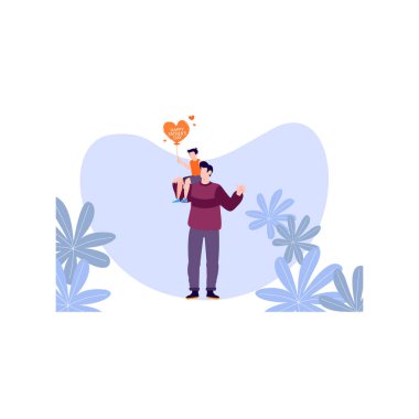 Çocuk Babalar Günü balonunu tutuyor.