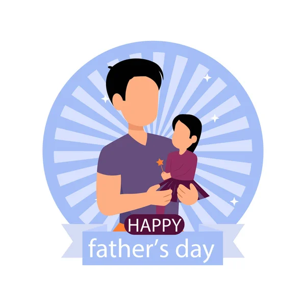 Father Carries His Daughter His Hands — Stock Vector