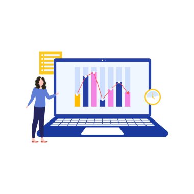 Grafik analizlerine bakan kız.