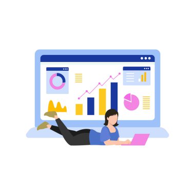 Kız analitik grafikler üzerinde çalışıyor..