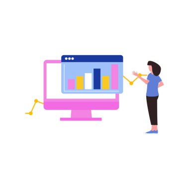 Grafik analizlerine bakan kız.