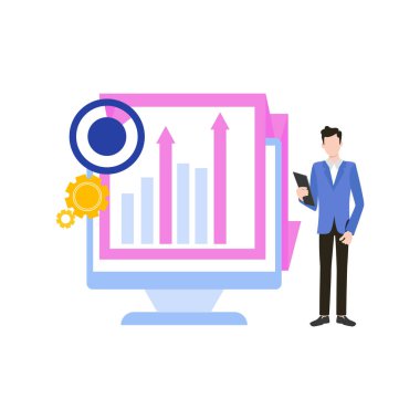 Bir çocuk ekrandaki grafiğe bakıyor..