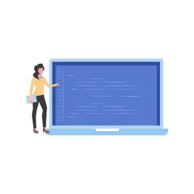 Dizüstü bilgisayarda kız programlama yazılımı.