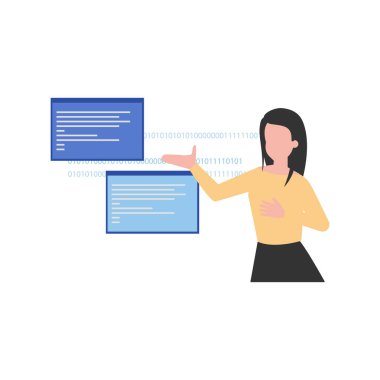 İkili kodlama gösteren kız.