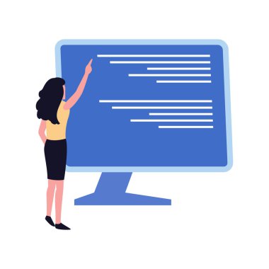 Yazılım programı izleyen kız.