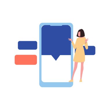 Kız telefonun yanında duruyor..