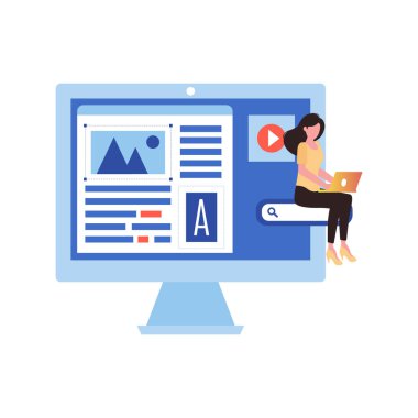 Kız dizüstü bilgisayarda çalışıyor.