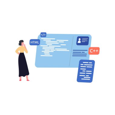 Kodlamaya bakan kız.