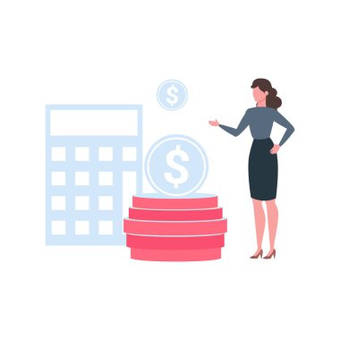 Bir kız hesap makinesiyle hesap yapıyor..